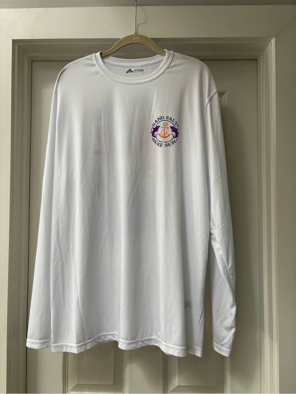 White Long-Sleeve Crew T-Shirt with Anchor Logo